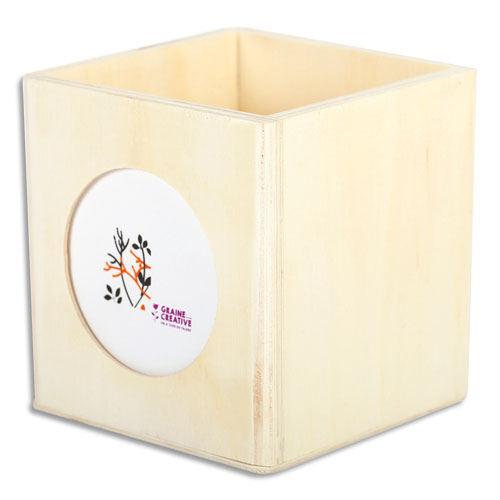 POT A CRAYONS GRAÎNE CREATIVE - AVEC CADRE PHOTO - BOIS - A DECORER : PEINTURE - COLLAGE - MOSAIQUE - GLUEPATCH