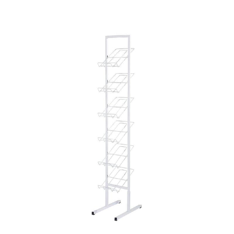 Présentoir revues A4 6 niveaux - 30x180cm - Blanc - Acier_0