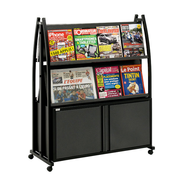Présentoir Black-Line® 2000 double-faces avec coffre et 4 tablettes inclinées Réf : 206401_0