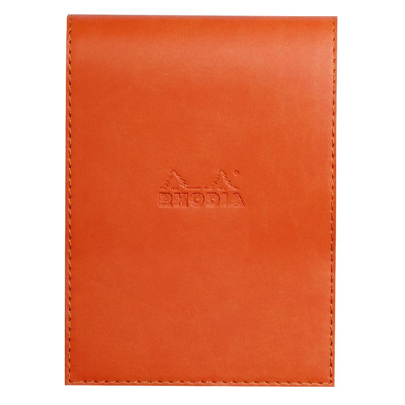 RHODIARAMA PORTE-BLOC AVEC PORTE-CRAYON + BLOC N°13 PETITS CARREAUX 5X5 - TANGERINE - LOT DE 3
