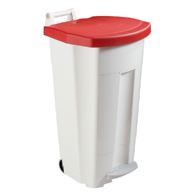 ROSSIGNOL Poubelle mobile a pedale - 90 L - boogy - blanc / rouge_0