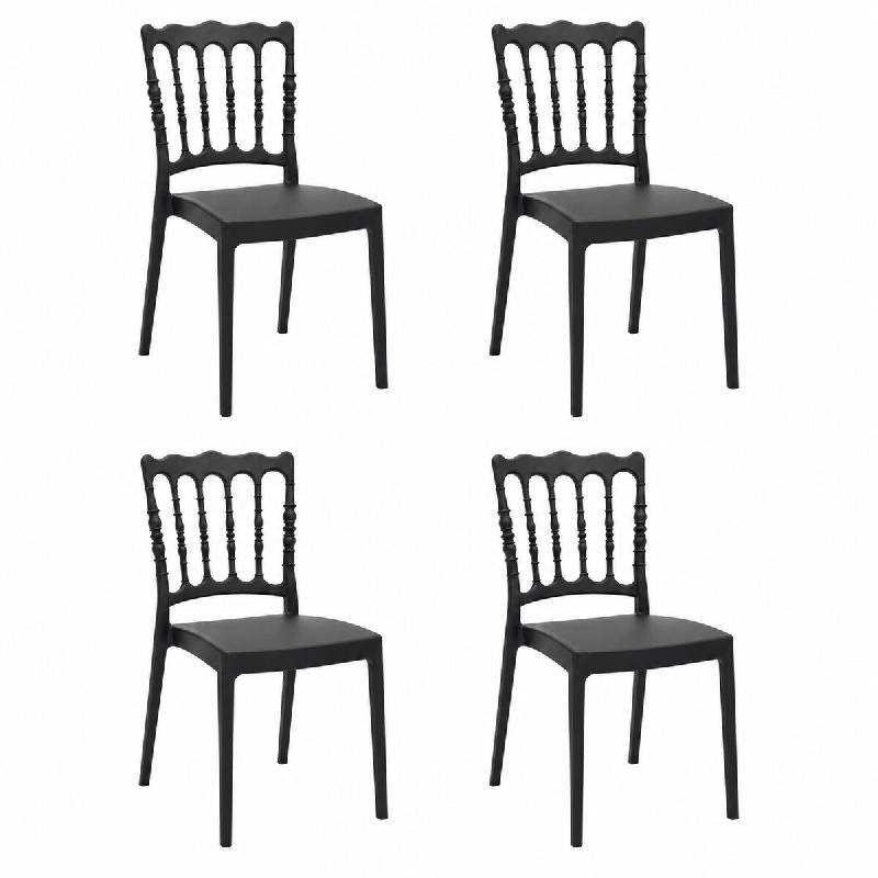 SIESTA EXCLUSIVE Lot de 4 chaises Napoleon empilables pour événements Noir - noir plastique polypropylène SP-SI-044BL-4_0
