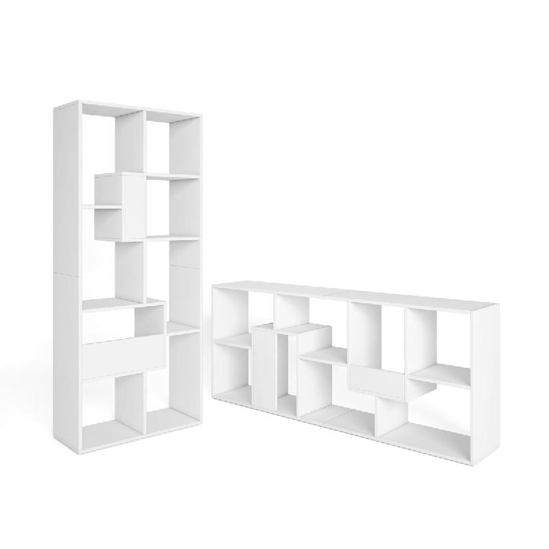 SKRAUT HOME Étagère Bibliothèque, 162x67x31cm, Salon, Bureau, Blanc - blanc Bois manufacturé 606_17_0