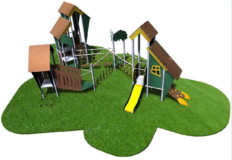 Structure de jeux inox 3 tours - gamme Terra - TE30901I - pour enfants de 1 à 5 ans - capacité 35 enfants_0
