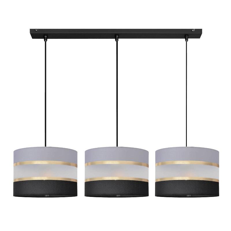 HELAM SUSPENSION HELEN LINÉAIRE GRISE-NOIRE-DORÉE 3 L