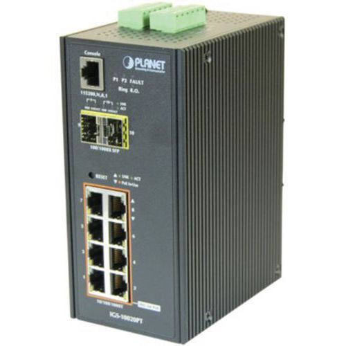 SWITCH INDUST L2 8 GIGA POE &2 SFP 100FX/1G - PLANET
