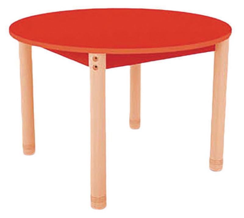 TABLE CLASSIK RONDE RÉGLABLE T0 À T3 - ROUGE/HÊTRE - MANUTAN COLLECTIVITÉS