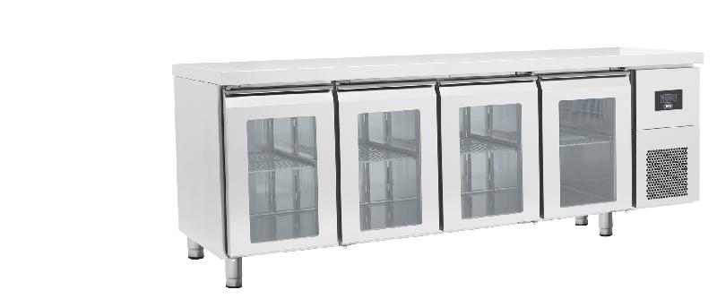 Table réfrigérée inox 4 portes vitrées 625 l positive - OZ4PV_0