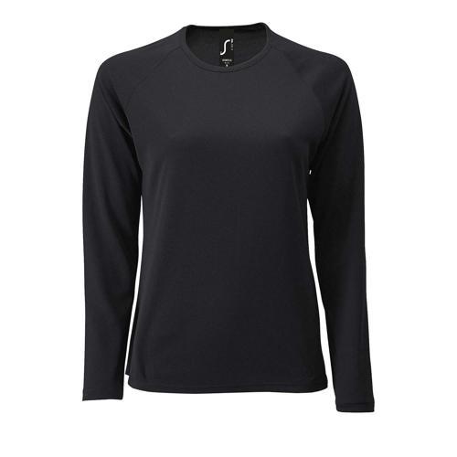 TEE-SHIRT PERSONNALISABLE MANCHE LONGUE DESPORT FEMME EN POLYESTER NOIR