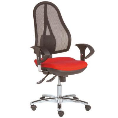 TOPSTAR Siège de bureau Open Point Deluxe - Maille filet - Dossier noir - Assise Rouge_0