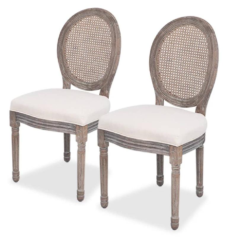 VidaXL Chaises à manger lot de 2 crème tissu Modèle Selina - 244089_0