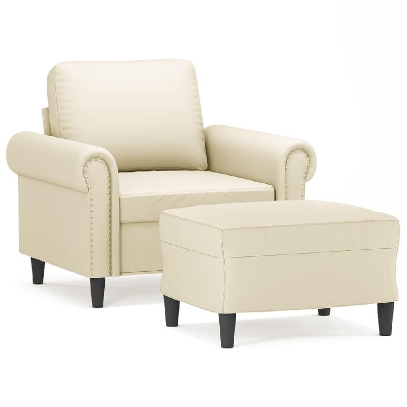 VidaXL Fauteuil avec repose-pied Crème 60 cm Similicuir Modèle Orion Master Prime - 3201201_0