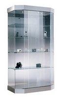 VITRINE VERRE PRESTIGE HEXAGONALE SOCLE ALUMINIUM