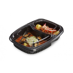 40 BOITES MICRO ONDES 2 COMPARTIMENTS NOIRS 1090 ML