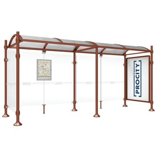 ABRI BUS PROVINCE 5 M VITRINE 1 BARD LAT. INOX ASPECT CORTEN - PROCITY