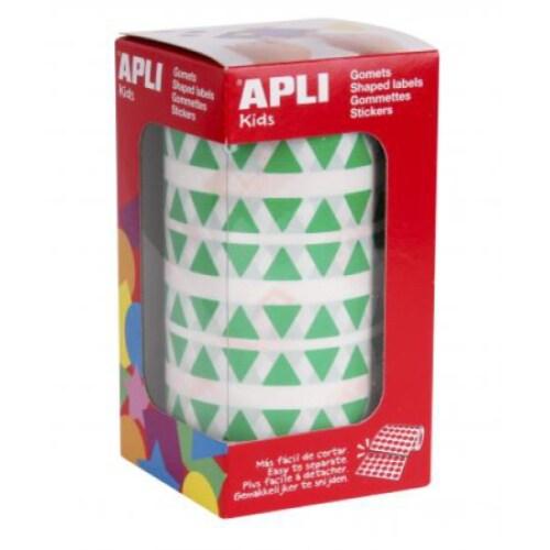Apli 6136 gommettes triangulaires, 10,5x10,5x10,5 mm, en rouleau, coloris vert - 8410782048664_0