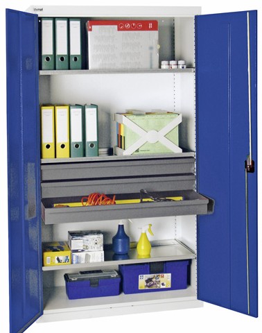 Armoire d'atelier monobloc - 3 tiroirs + 3 tablettes zinguées - H1800xL1000xP500mm - Fabrication allemande_0