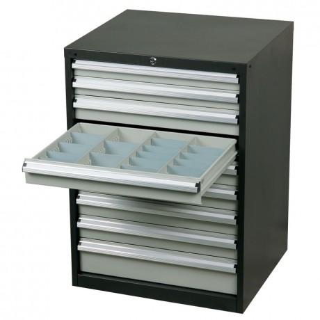 Armoire métallique à tiroirs type 80 - 7 tiroirs 100mm et 1 tiroir 200mm - robuste en acier pour milieux exigeants_0