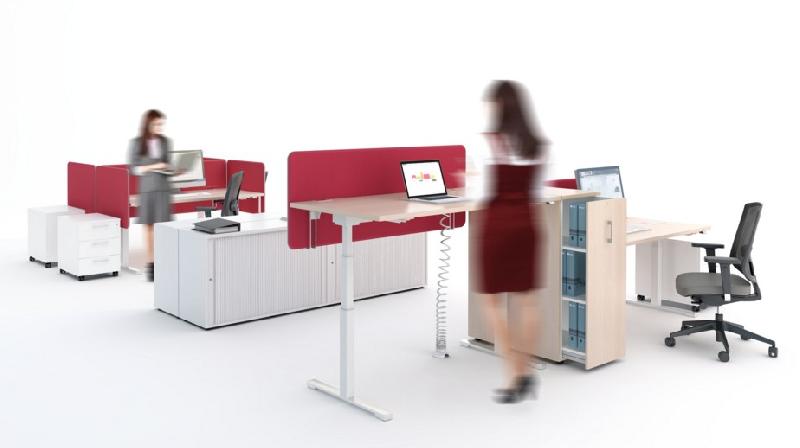 Bureau électrique réglable en hauteur - MDD - Oui, 160, Blanc, Bouleau clair_0