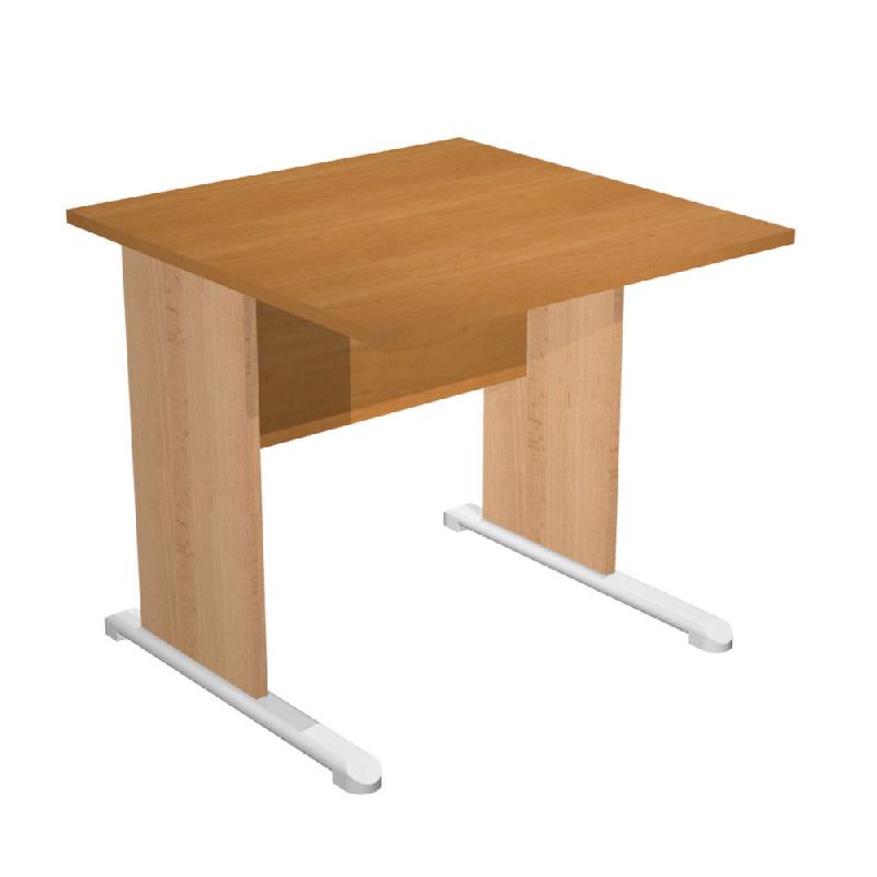 BUREAU DROIT PRONTO BOIS - L.80 X P.80 CM - PLATEAU AULNE - PIEDS EN L HETRE