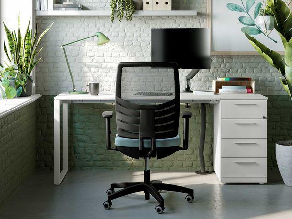 Bureau individuel Pop Square sur caisson de rangement 3 ou 4 tiroirs_0