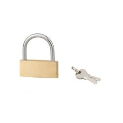 Cadenas BASIC à clé, base 60 mm, anse acier, 2 clés - SERRUPRIX - doré 3150269790604_0