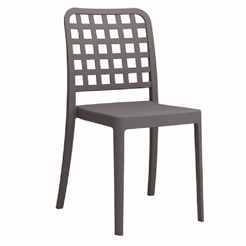 Chaise empilable d'extérieur Griglia en polypropylène coloris gris foncé - par 4_0