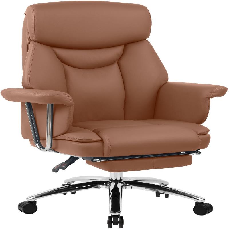 CLP Chaise de Bureau Dahra Cuir Véritable Marron - marron cuir 314167_0