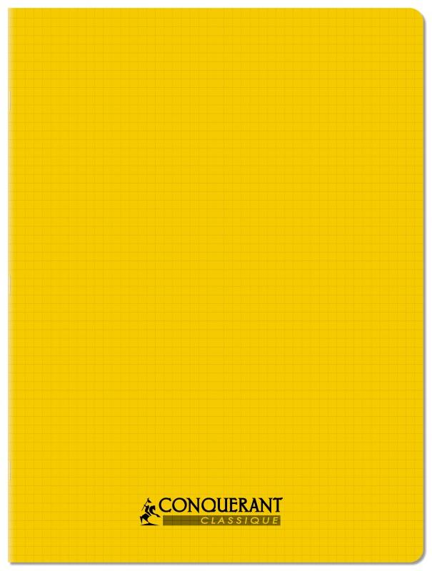 CONQUERANT Lot de 20 Cahier Classique PP piqué 24x32, 48p./24 feuilles 90g/m², quadrillé 5x5, coloris jaune - 3020120259345_0