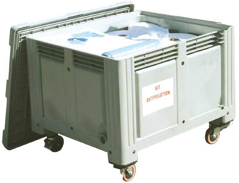 Conteneur d'intervention pour hydrocarbures - Volume 600 L - Absorption 880 L - 4 roues intégrées_0