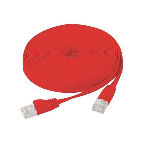 CORDON PATCH BLINDÉ RJ45 PLAT ROUGE 10M CAT 6 U/FTP SNG