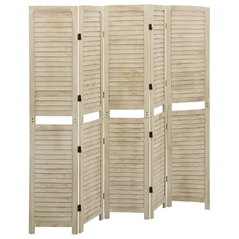 Décoshop26 - Paravent séparateur de pièce cloison 5 panneaux 175 x 165 cm en bois de paulownia brun DEC030925 - 3000258193704_0