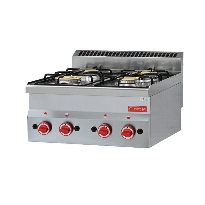 Dessus 4 feux vifs gaz à poser - 60/60pcg GL901 - inox, allumage piezo, puissance 3,3 kW et 2,8 kW_0