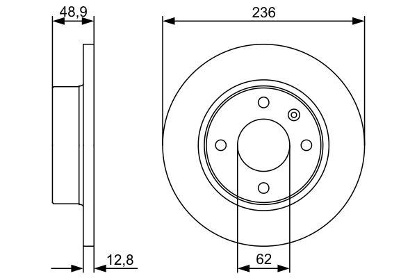 Disque de frein Bosch 0986479491 - boîte de 2 disques pleins, avant, 4 trous, épaisseur 12,7 mm_0