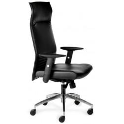 Fauteuil président Quentin cuir synchrone - haut dossier 73 cm - base acier chromé - Sitek_0