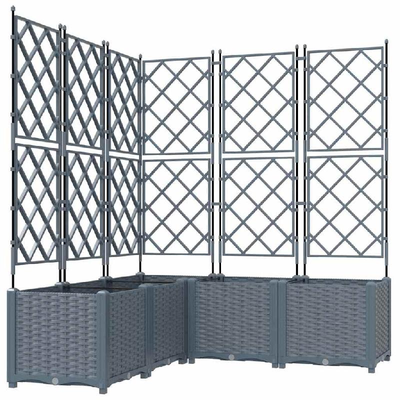 Helloshop26 - Lot de 5 cache-pots modernes en acier extérieur 120 x 120 x 143 cm durable chic gris clair 02_0058587 - gris acier 3000240672699_0
