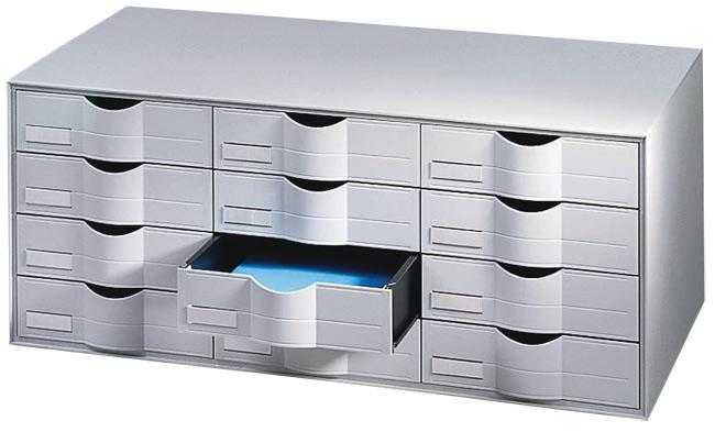 BLOC CLASSEUR 12 TIROIRS GRIS - MANUTAN COLLECTIVITÉS