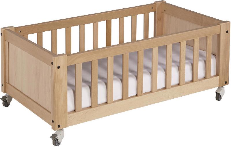 LIT CRÈCHE DUO BAS MOBILE, HÊTRE VERNI NATUREL