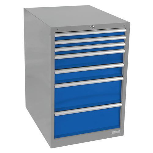 MEUBLE À 7 TIROIRS NON-AMÉNAGEABLES LARG 1023 GRIS CLAIR/BLEU 5012 - ANJOU TOLERIE