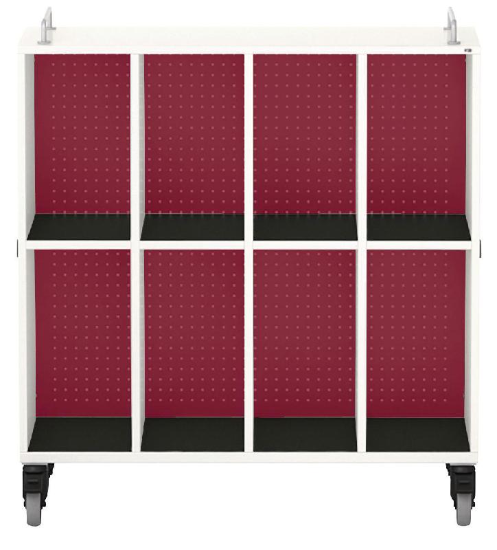 MEUBLE BAS SHIFT+ LANDSCAPE MÉLA POUR CARTABLES 8 CASES - BLANC - ROUGE SANG - MANUTAN COLLECTIVITÉS