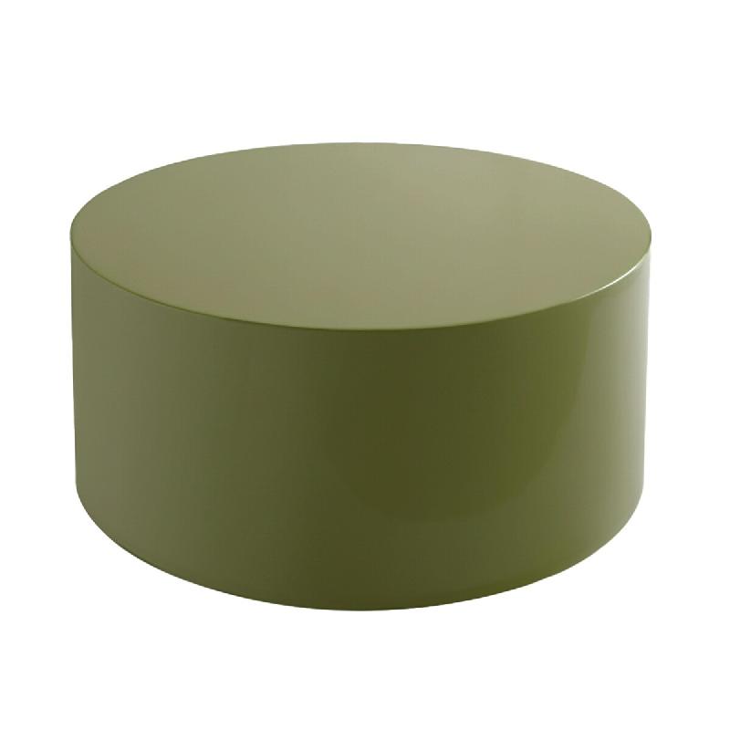 Oviala Business Table basse ronde 80 cm en MDF effet laqué vert olive - vert 114335_0