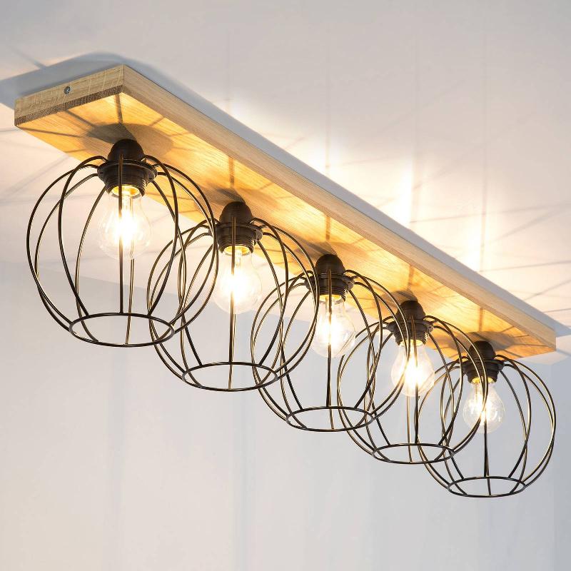 BRITOP PLAFONNIER DORETT, CHÊNE, À 5 LAMPES