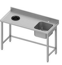 Plonge inox adossée 1 bac à droite - sans étagère - trou vide-ordure - 1200x700x900 mm - soudée - 930937120_0