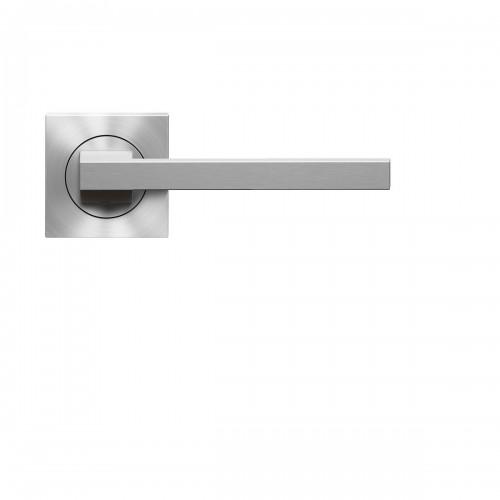 POIGNÉES DE PORTE SUR ROSACES CARRÉES ER 58Q BOSTON - INOX SATINÉ - BEC DE CANE KARCHER DESIGN