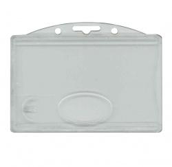 Porte-badge rigide transparent - attache horizontale avec fenêtre d'éjection et freins de retenue_0