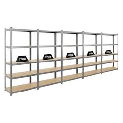 PROREGAL MegaDeal 5x étagère robuste RAGNAR, HxLxP 180x90x40cm, Charge du compartiment 175kg, Gris, Étagère de garage, étagère de cave - gris ac_0