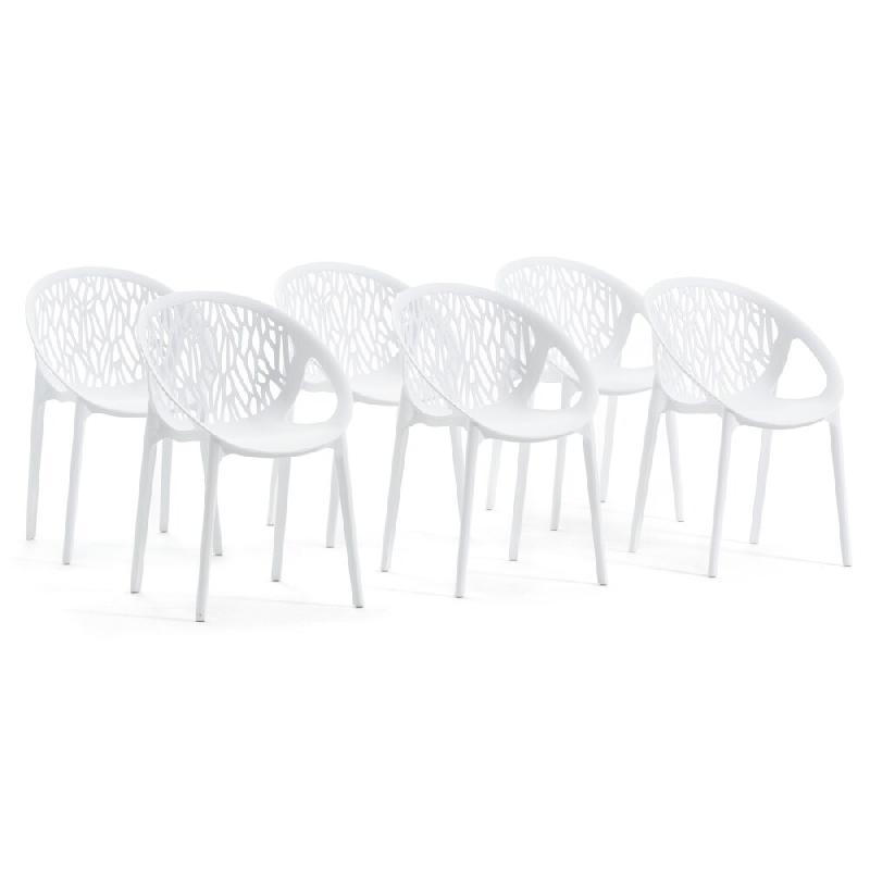 RATTATAN Set de 6 chaises en polypropylène avec fibre de verre empilables pour extérieur et jardin, bar, restaurant ou cuisine, design moderne - Lar_0