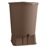 RÉCUPÉRATEUR D'EAU ROND 350 L MARRON AVEC OU SANS SUPPORT
