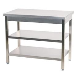 Romux® Table adossée en Acier Inoxydable pour Restauration Centrale avec 2 Étagères 1200x600x850 mm | Table de Travail Résistante à la Corrosion_0