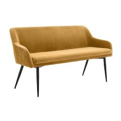 SalesFever Banc | avec accoudoirs et dossier matelassé | Velours, métal | L 160 x P 61 x H 85 cm | jaune moutarde, noir - multicolore multi-matéria_0